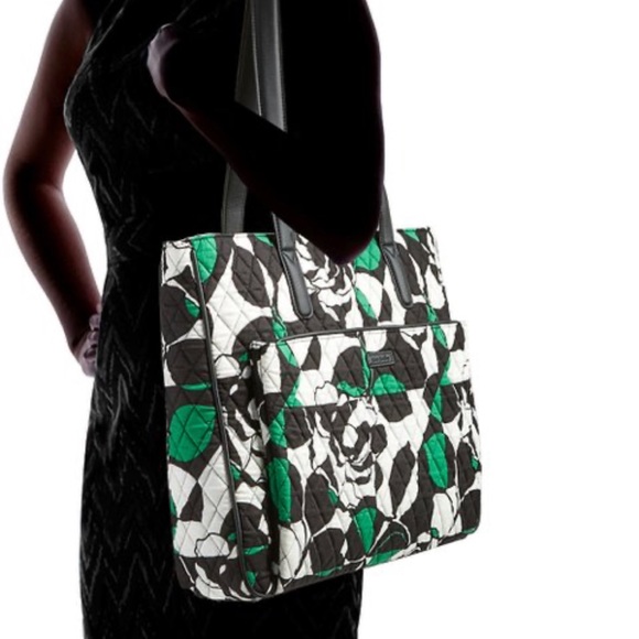 Vera Bradley Imperial Rose Commuter Tote Bag  Faux Leather Trim  + make up bag - Picture 10 of 14